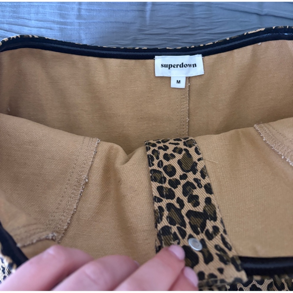 Superdown Medium Denim Leopard Print Mini Dress - image 2